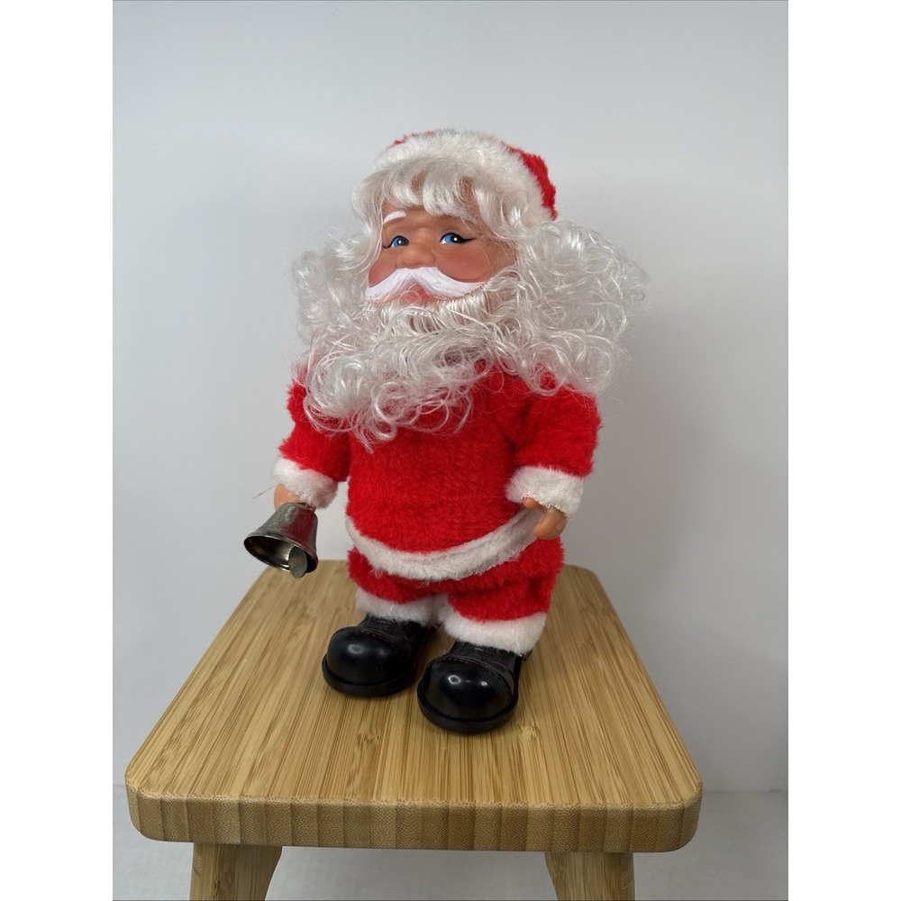 Vintage Musical Walking Santa Claus with Bell Plays Music No‎ Movement 70's